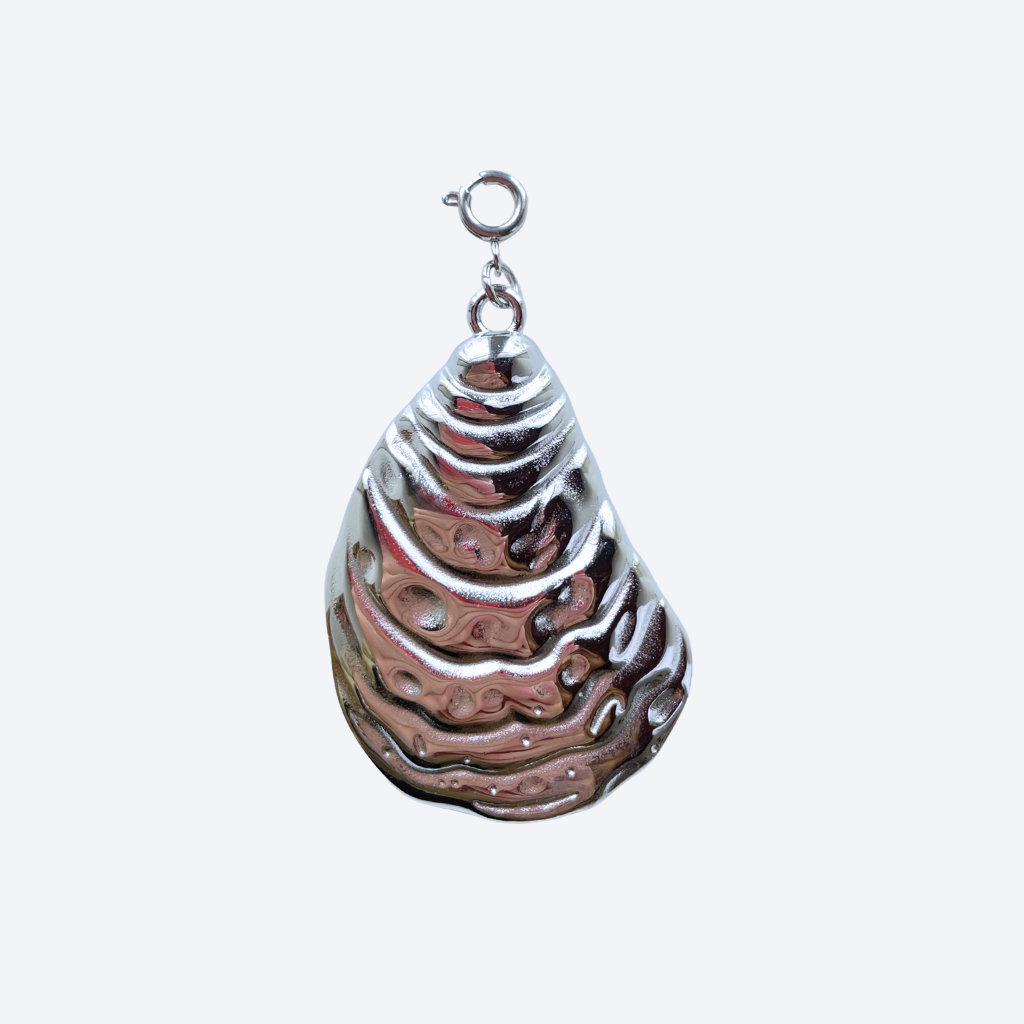Ostra Pendant Silver crafted from stainless steel with a sculptural 3D oyster shell.