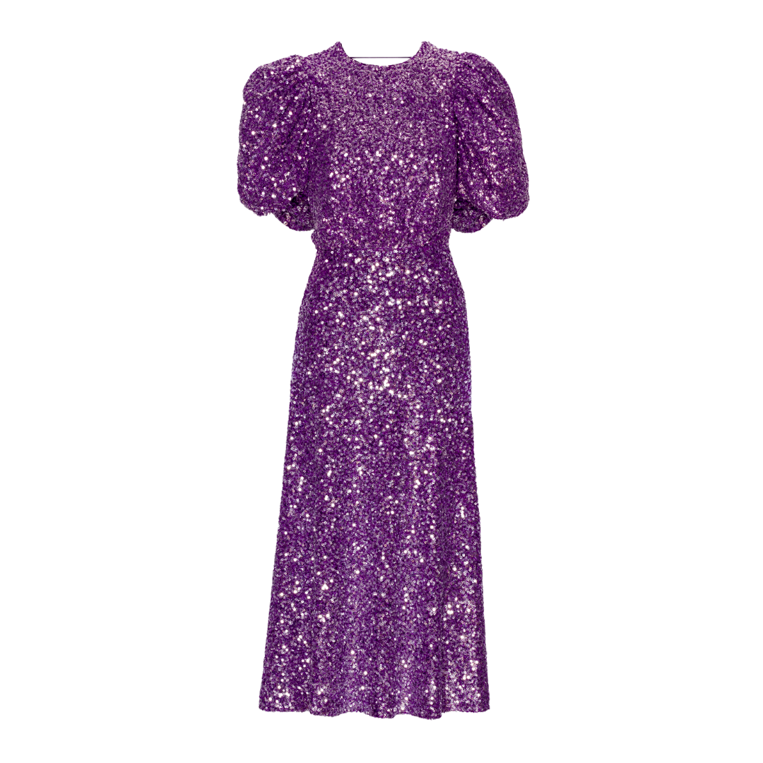 Sequined puff-sleeve maxi dress