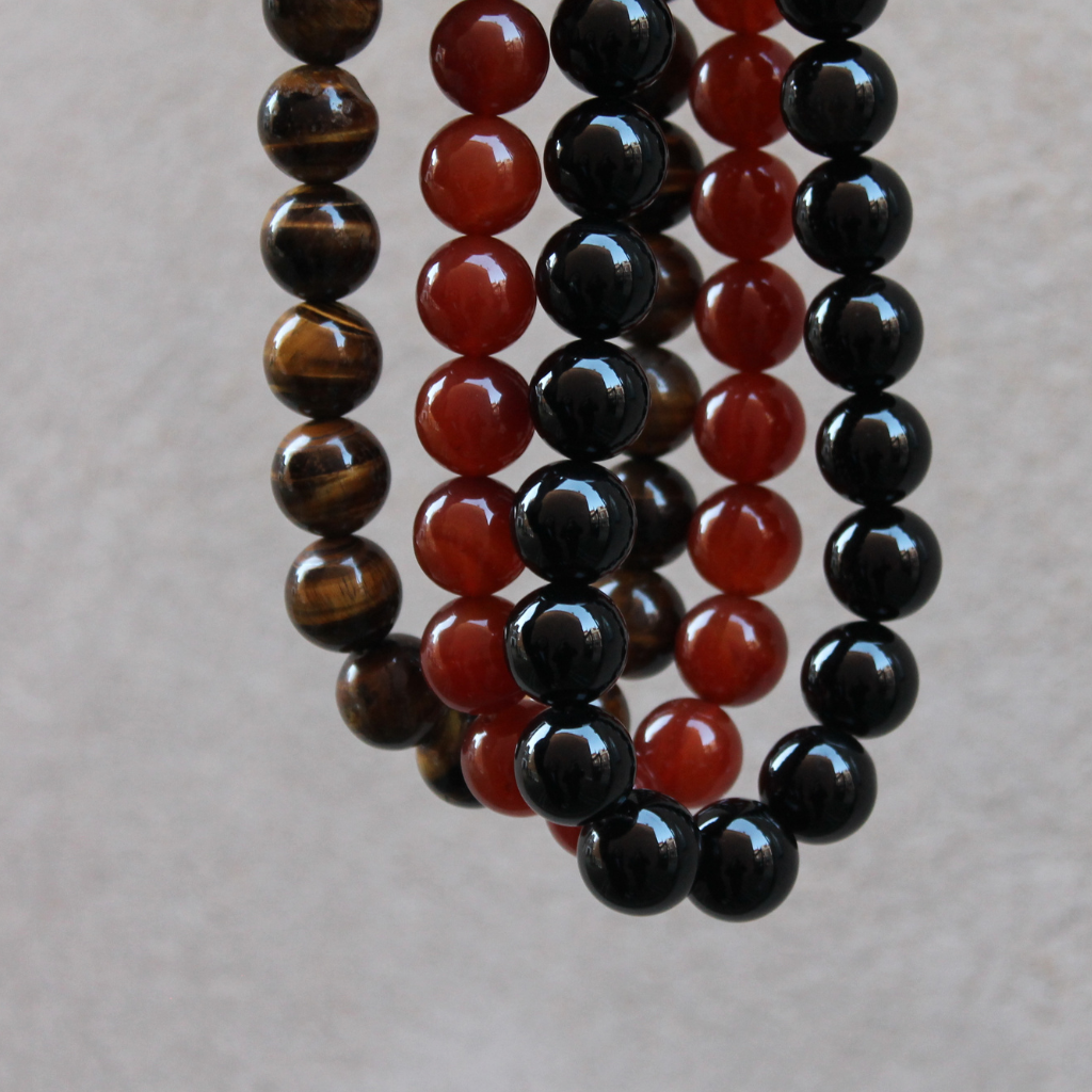Skysk Natural Red Tiger's Eye Necklace – 6-10mm Round Beads With Tibetan Silver Pendant, 18" Lobster Closure
